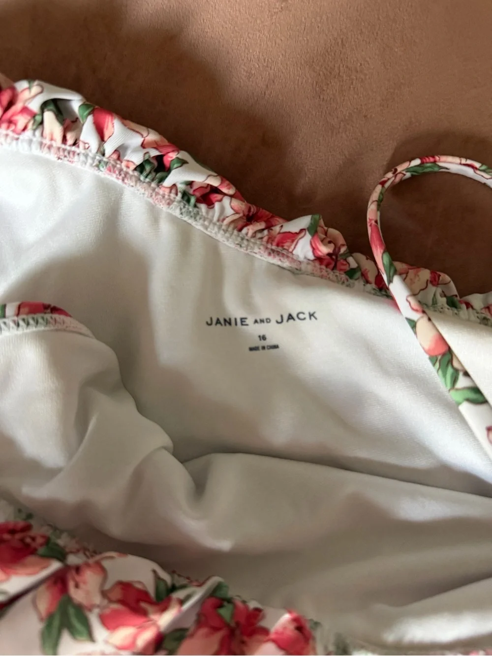 Janie and Jack Pink Floral Ruffle Bandeau Bikini Set